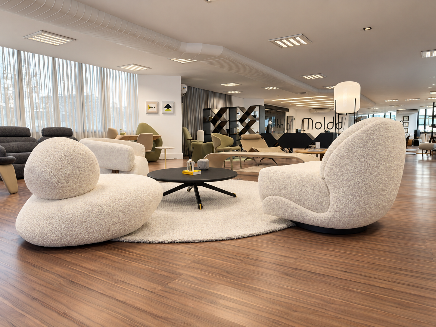 Showroom MOLDD sob luz elegante